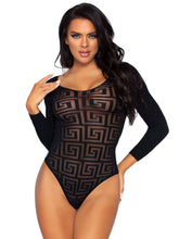 Leg Avenue Black Mosaic Snap Crotch Bodysuit One Size Bodystocking